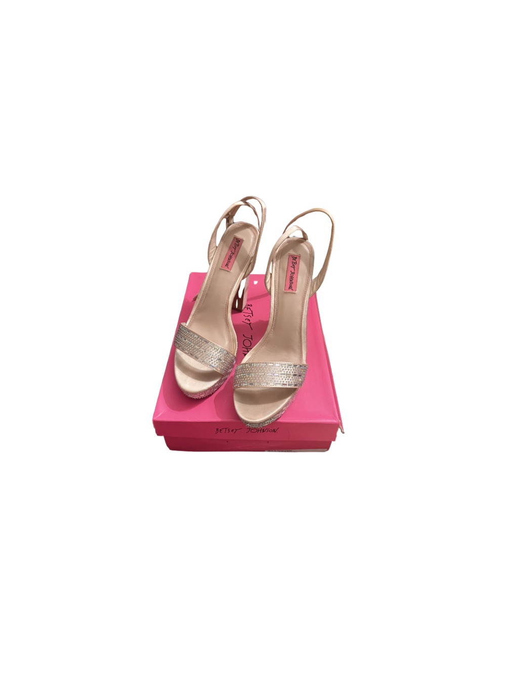 Betsey Johnson Champagne Gold Rhinestone Slingback Heels